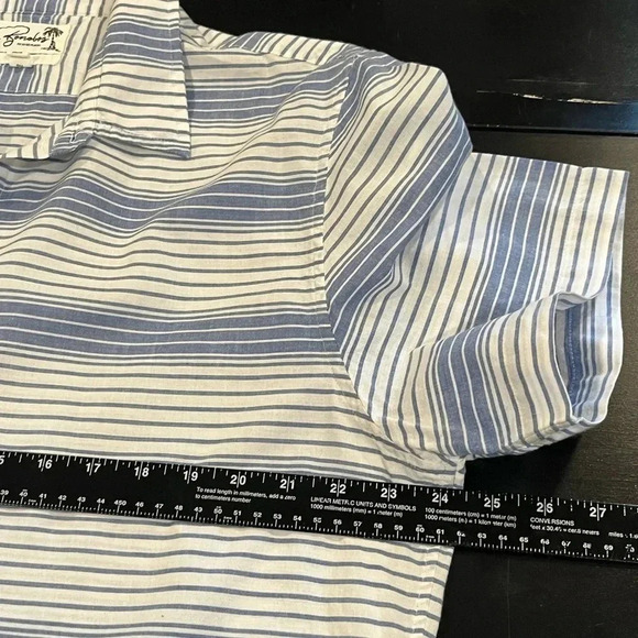 Bonobos Riviera Striped Short Sleeve Button Down Blue White Mens Slim XXL - Picture 8 of 10